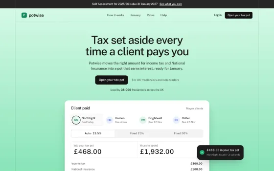 Potwise website template (Savings app)