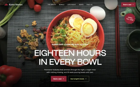 Kumo Ramen website template (Ramen bar)