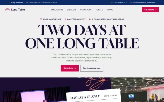 Long Table website template (Events venue)