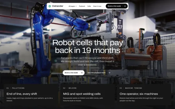 Ostrander Automation website template (Robot automation)