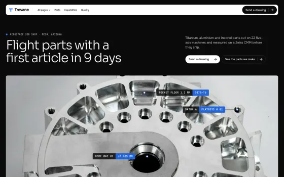 Trevane Precision website template (Machine shop)
