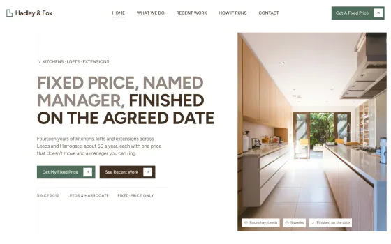 Hadley & Fox website template (Renovation company)