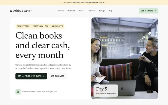 Ashby & Lane website template (Bookkeeping firm)