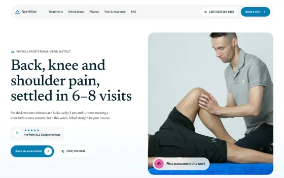 Northline Physio website template (Physio clinic)