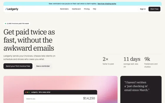Ledgerly website template (Invoicing app)