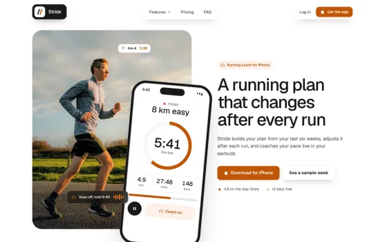 Stride website template (Running app)