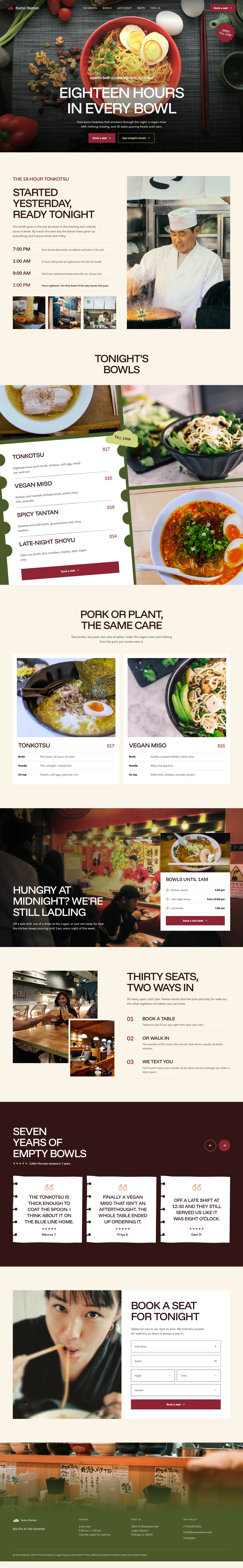 Kumo Ramen homepage, made with Fenzo