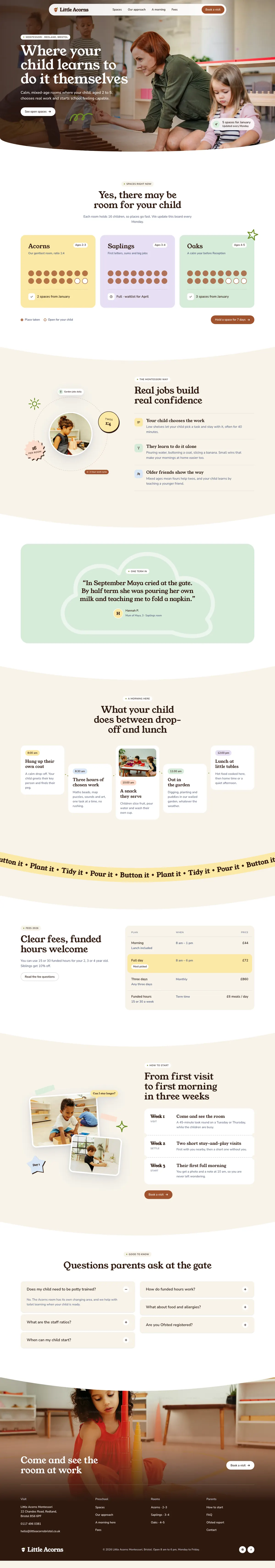 Little Acorns homepage, made with Nubi
