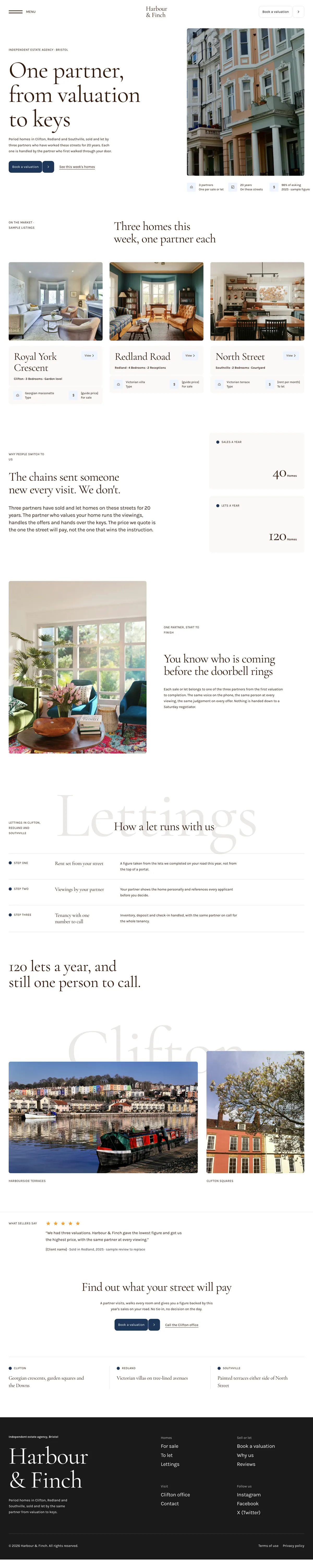 Harbour & Finch homepage, made with Orvel