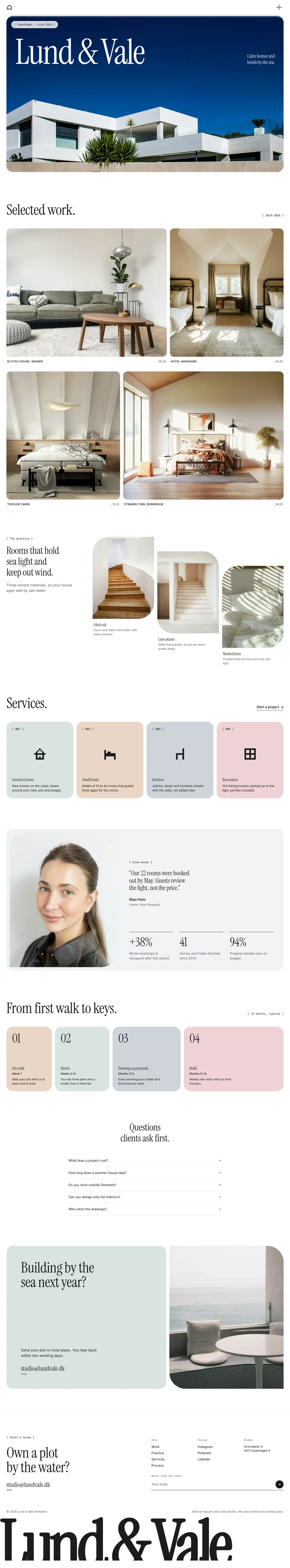 Lund & Vale homepage, made with Pello
