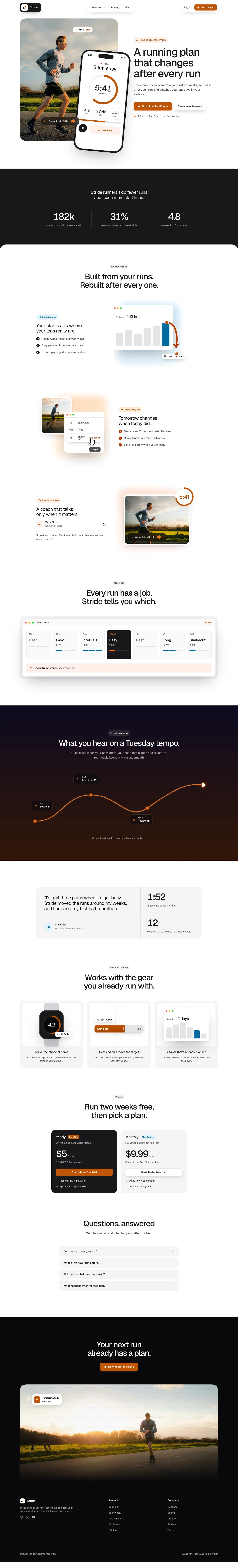 Stride homepage, made with Sorvi