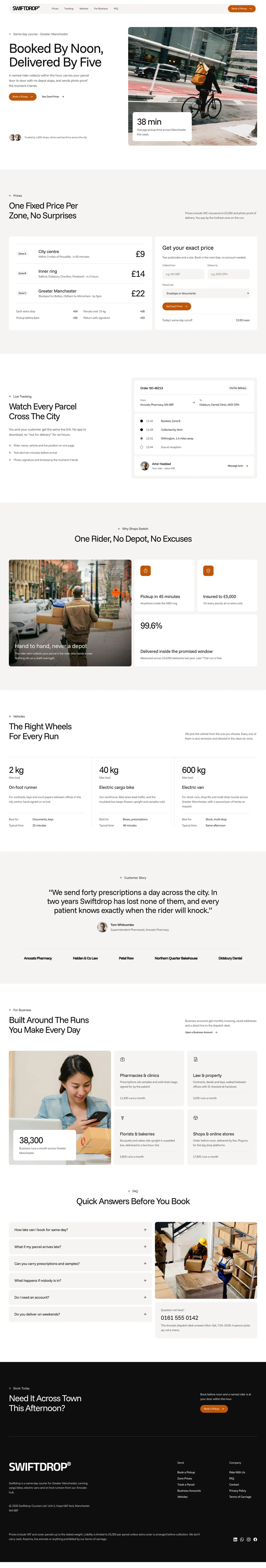 Swiftdrop homepage, made with Vanlo