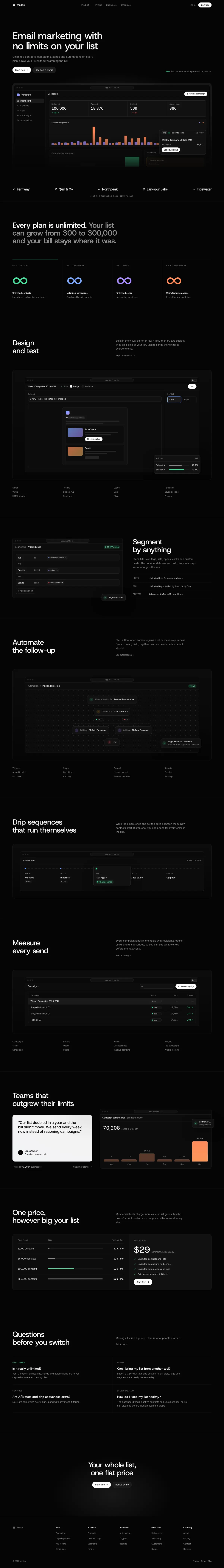 Mailbo homepage, made with Vesper
